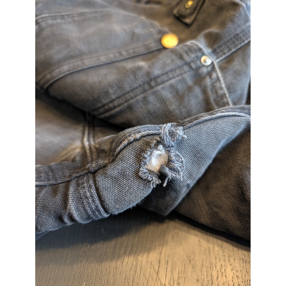 Vtg Carhartt Black Duck Insulated Overalls Double Knee 48-50 Distressed Workwear - Picture 16 of 16